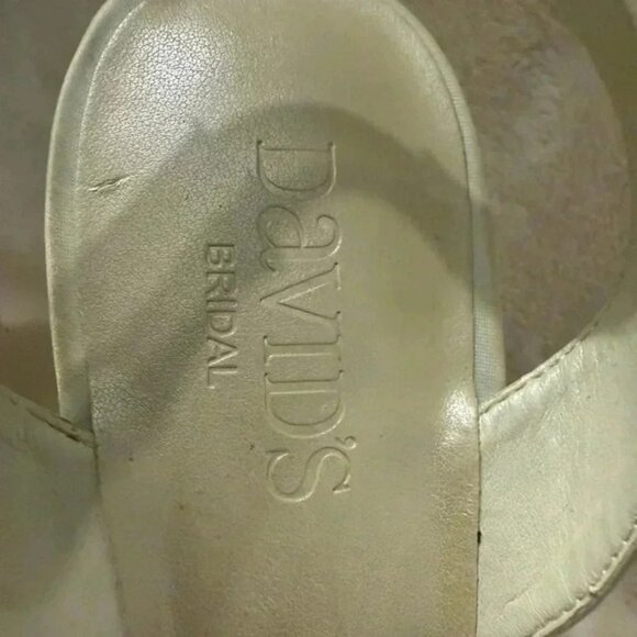 David’s Bridal Jessa Rhinestone Heels Slingback Crystal Peep Toe Womens Size 8.5 - Picture 3 of 7
